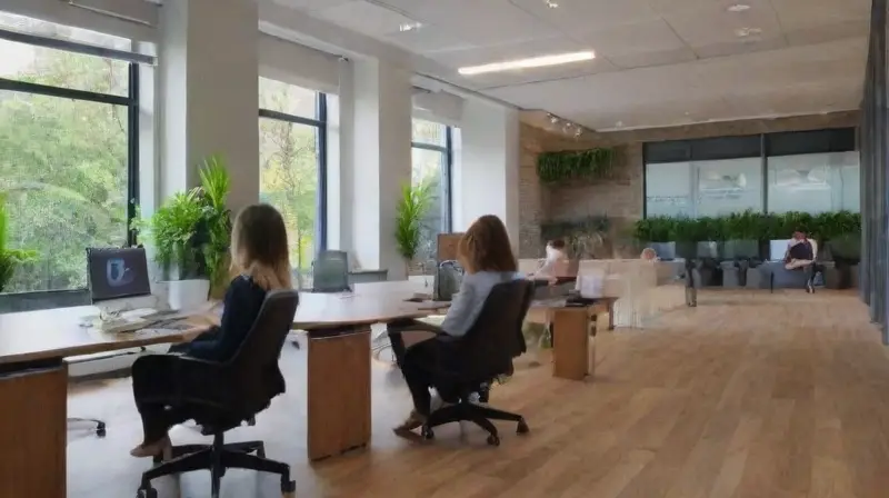 Oficina moderna y colaborativa llena de innovación