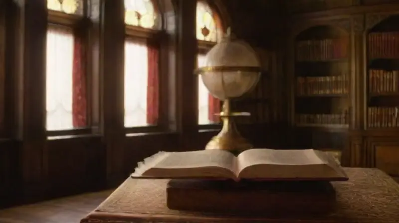 Biblioteca antigua que fusiona conocimiento y tiempo