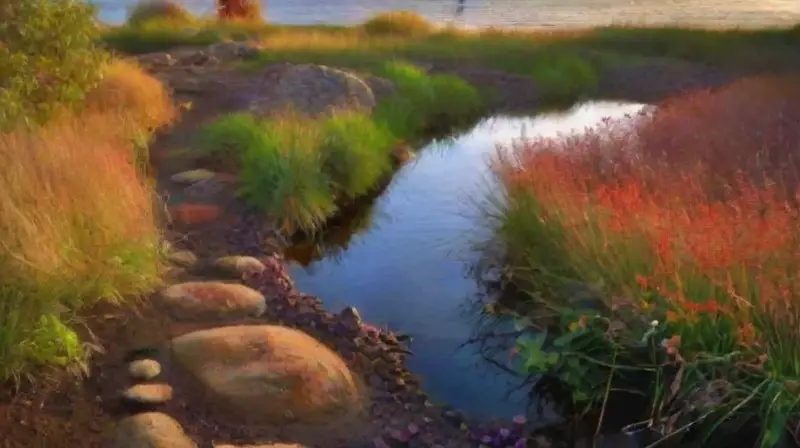 Un paisaje sereno fusiona los cuatro elementos