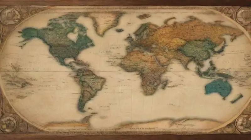 Mapa antiguo sobre mesa, exploración y descubrimiento